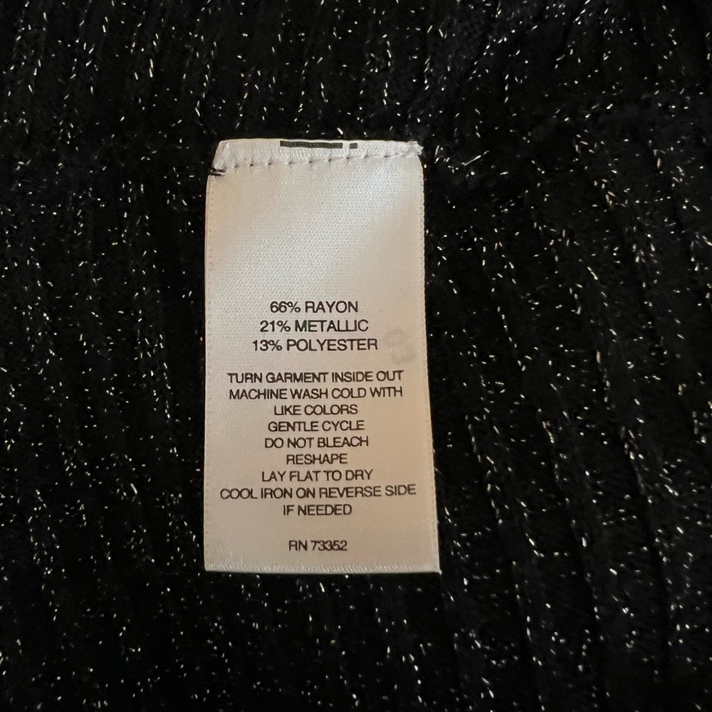 Hannah Pop Over Sweater Size M Black with Silver Shimmer Long Sleeve - Picture 6 of 7